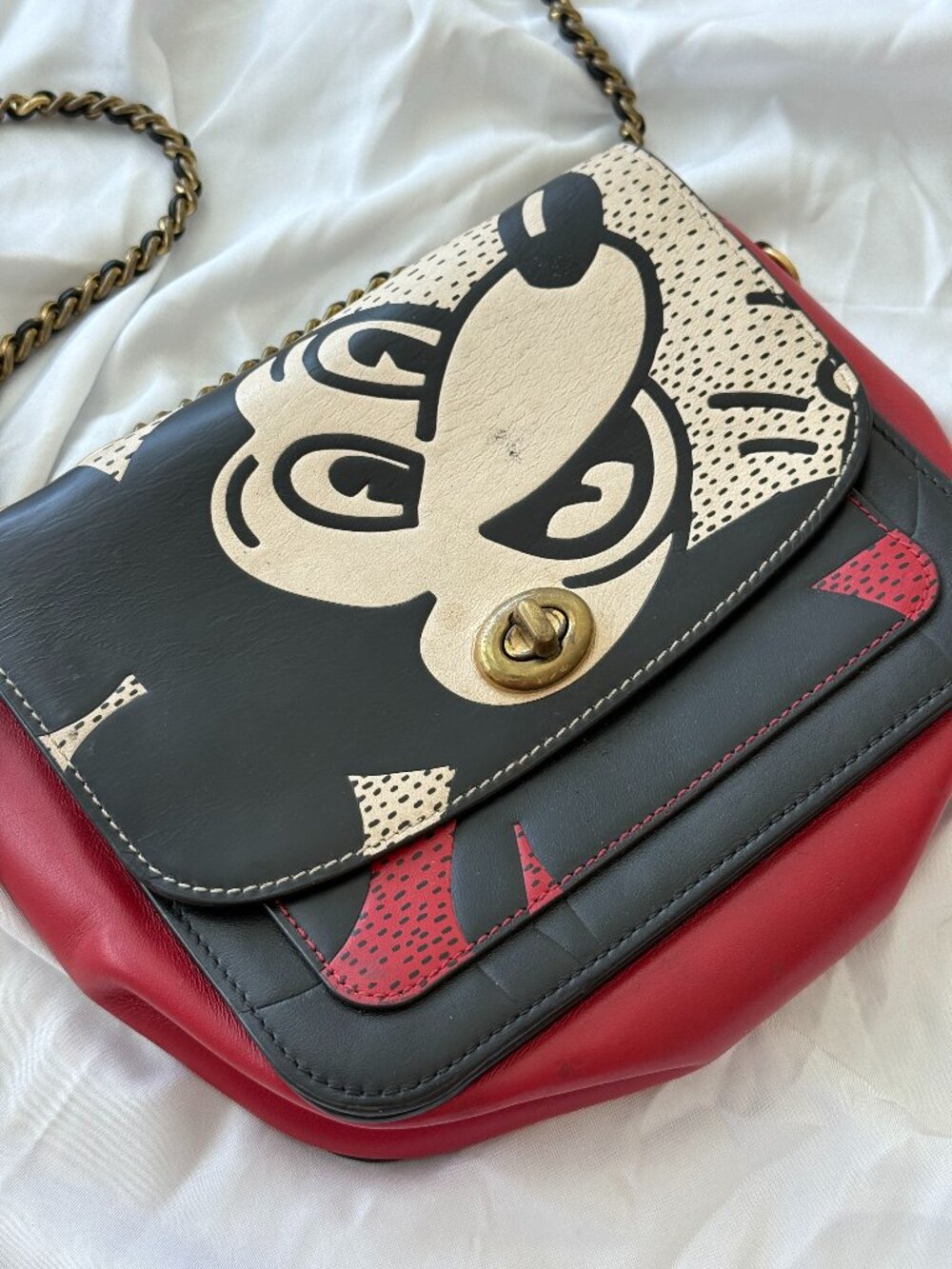 Coach x Disney Keith Haring Mickey Madison Shoulder Bag 19 4722 Red Black